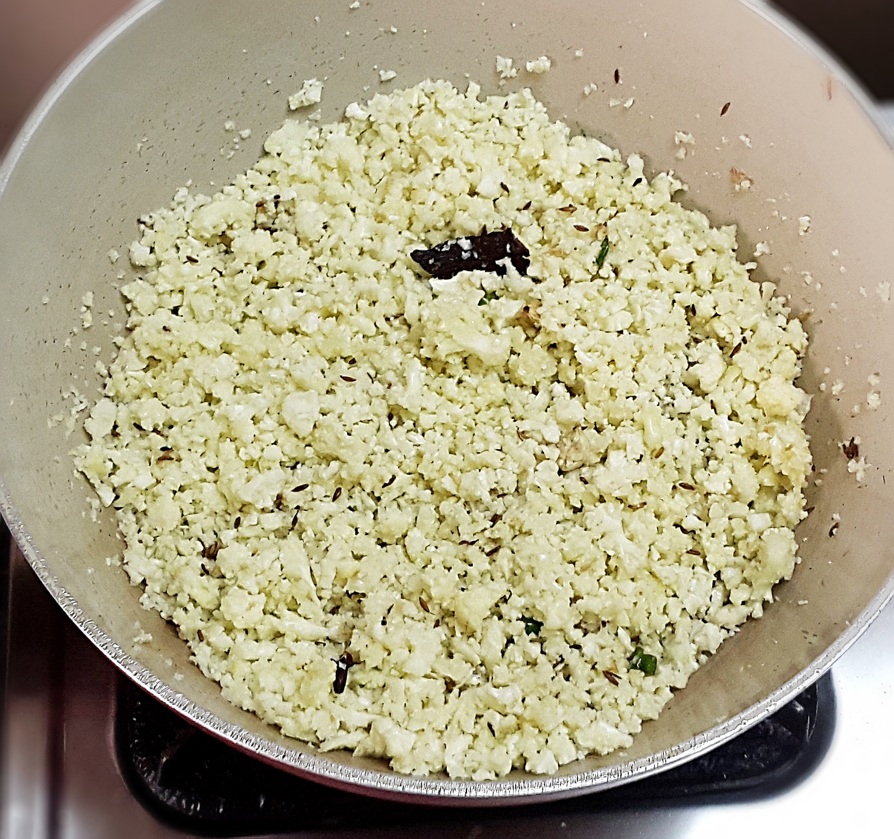 indian cauliflower rice recipe steps