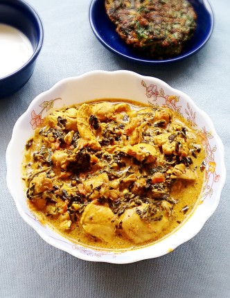 Methi Chicken Recipe - chicken with fenugreek leaves curry